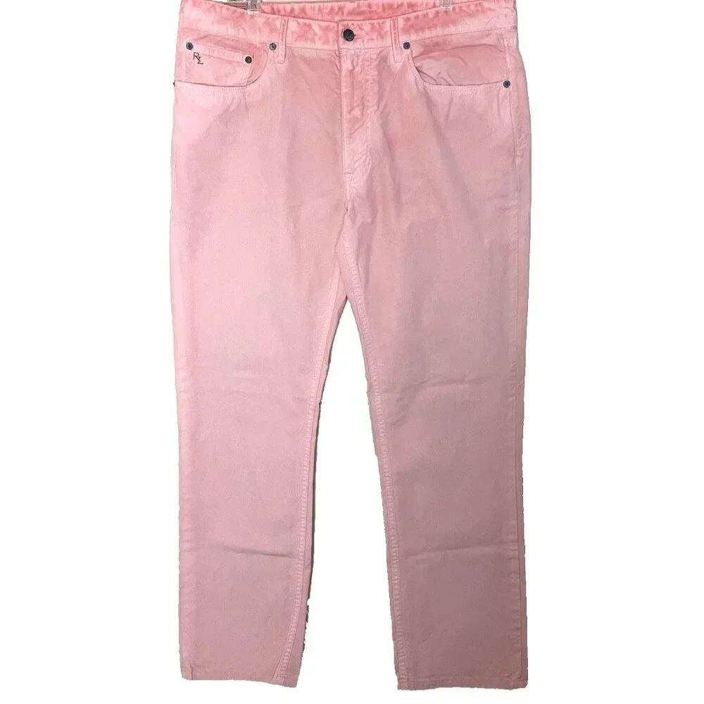 Polo Ralph Lauren Varick Slim Straight Leg Jeans Men's 36 X 30 Pink Dye Vacation